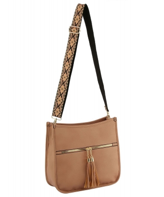 Tessel Zip Crossbody Bag with Aztec Guitar Strap DX0163 MAUVE